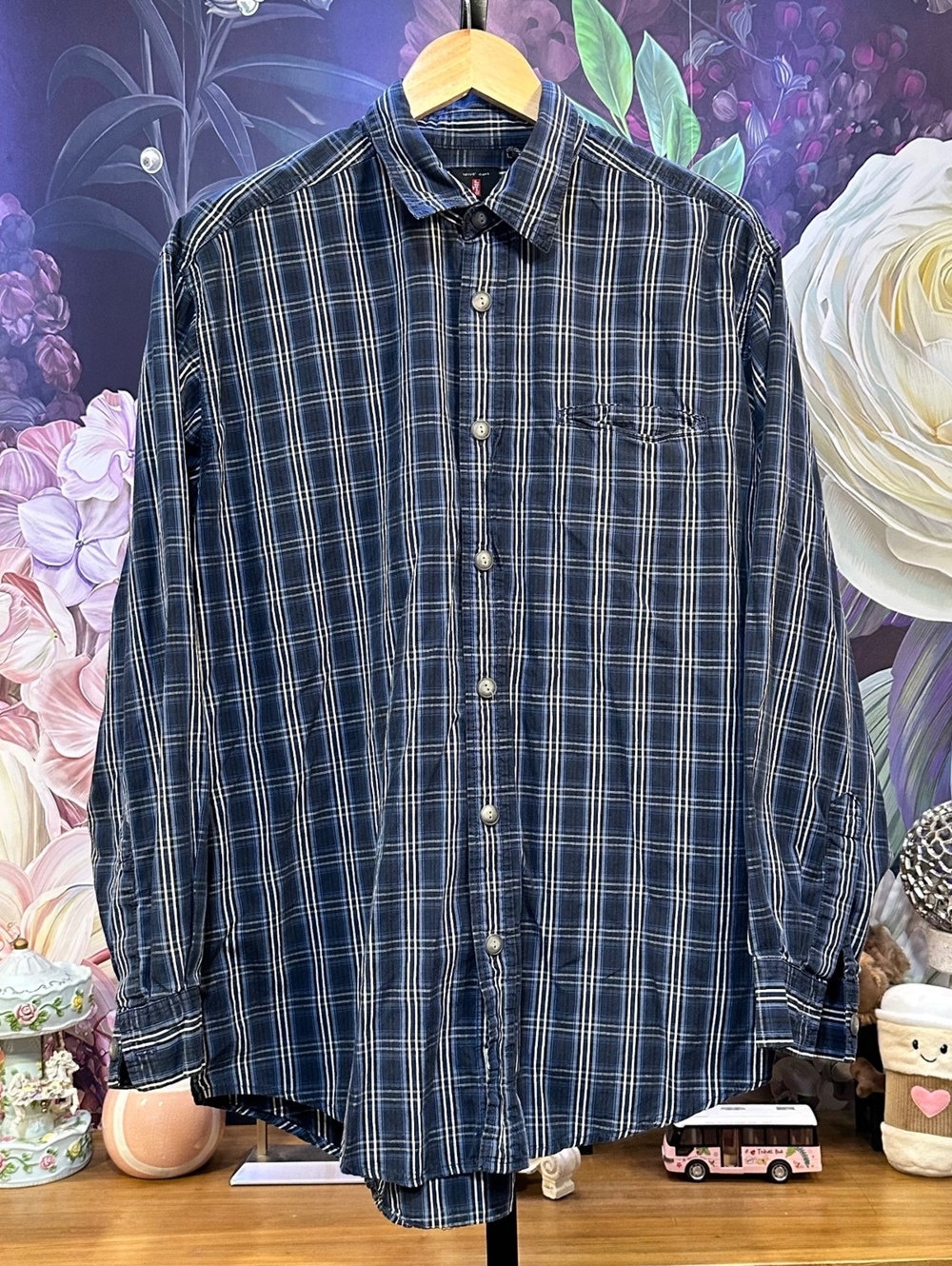 Levi's L 100% Cotton Plaid Long Sleeve Button Down Shirt Western Workwear Grunge
